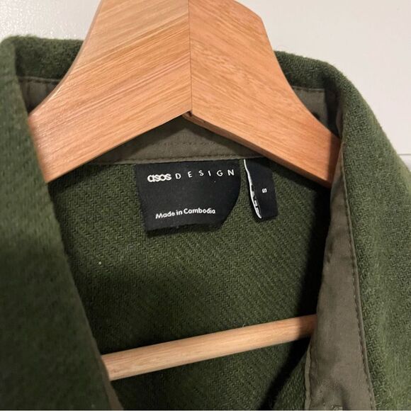 🎊MUST GO free shipping! ASOS DESIGN wool mix shacket in olive green - size Small - Picture 7 of 10